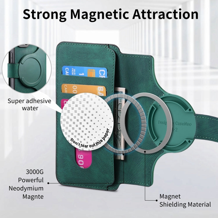 For iPhone 16 Pro CaseNeo MagSafe RFID Anti-theft Retro Leather Phone Case(Green) - iPhone 16 Pro Cases by CaseNeo | Online Shopping UK | buy2fix