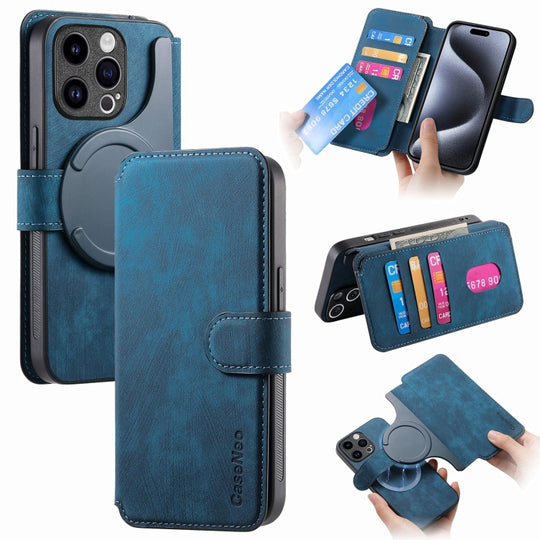 For iPhone 15 Pro CaseNeo MagSafe RFID Anti-theft Retro Leather Phone Case(Blue)