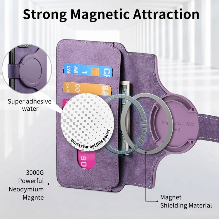 For iPhone 15 Pro CaseNeo MagSafe RFID Anti-theft Retro Leather Phone Case(Purple) - iPhone 15 Pro Cases by CaseNeo | Online Shopping UK | buy2fix