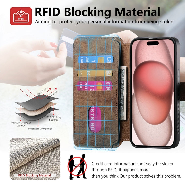For iPhone 15 CaseNeo MagSafe RFID Anti-theft Retro Leather Phone Case(Brown) - iPhone 15 Cases by CaseNeo | Online Shopping UK | buy2fix