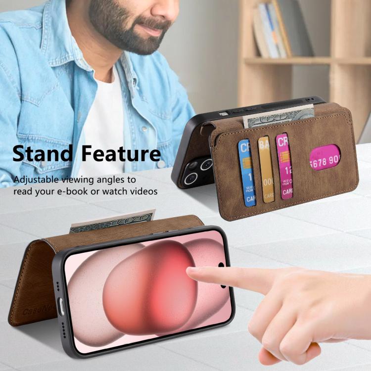 For iPhone 16e CaseNeo MagSafe RFID Anti-theft Retro Leather Phone Case(Brown) - iPhone 16e Cases by CaseNeo | Online Shopping UK | buy2fix