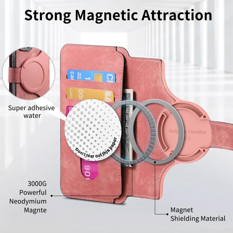 For iPhone 16e CaseNeo MagSafe RFID Anti-theft Retro Leather Phone Case(Pink) - iPhone 16e Cases by CaseNeo | Online Shopping UK | buy2fix