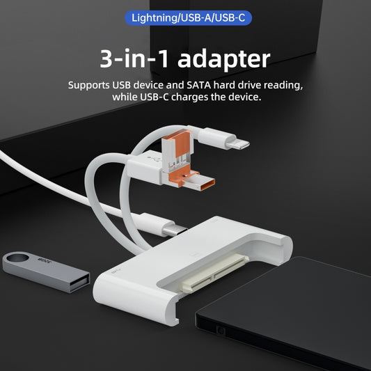 NK-1046TL Pro USB-C / Type-C, 8 Pin, USB to USB-C / Type-C, USB, SATA Interface Multi-function Adapter(White) - Converter & Adapter by buy2fix | Online Shopping UK | buy2fix