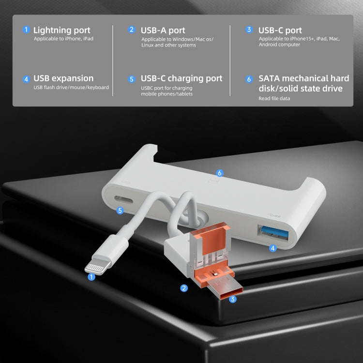 NK-1046TL Pro USB-C / Type-C, 8 Pin, USB to USB-C / Type-C, USB, SATA Interface Multi-function Adapter(White) - Converter & Adapter by buy2fix | Online Shopping UK | buy2fix