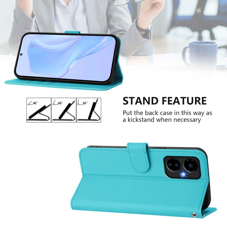 For Boost MobIle Celero 5G 2024 / 3 5G Skin Feel Solid Color Leather Phone Case with Lanyard(Lake Blue) - More Brand by buy2fix | Online Shopping UK | buy2fix