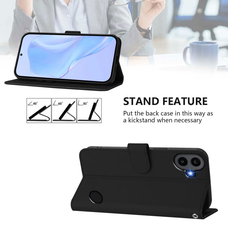 For Nothing CMF Phone 1 Skin Feel Solid Color Leather Phone Case with Lanyard(Black) - More Brand by buy2fix | Online Shopping UK | buy2fix