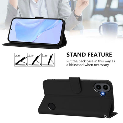 For Nothing CMF Phone 1 Skin Feel Solid Color Leather Phone Case with Lanyard(Black) - More Brand by buy2fix | Online Shopping UK | buy2fix