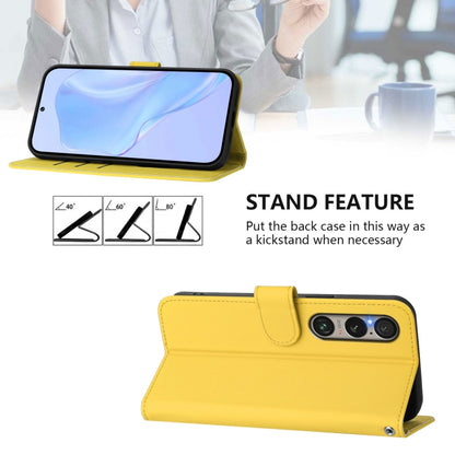 For Sony Xperia 1 VI 2024 Skin Feel Solid Color Leather Phone Case with Lanyard(Lemon Yellow) by buy2fix