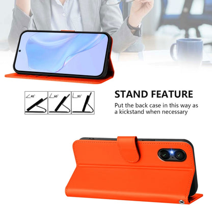 For Sony Xperia 5 VI 2024 Skin Feel Solid Color Leather Phone Case with Lanyard(Orange) by buy2fix