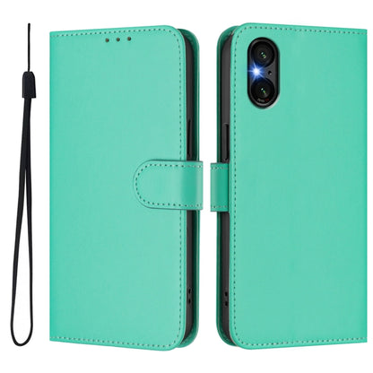 For Sony Xperia 5 VI 2024 Skin Feel Solid Color Leather Phone Case with Lanyard(Green) by buy2fix