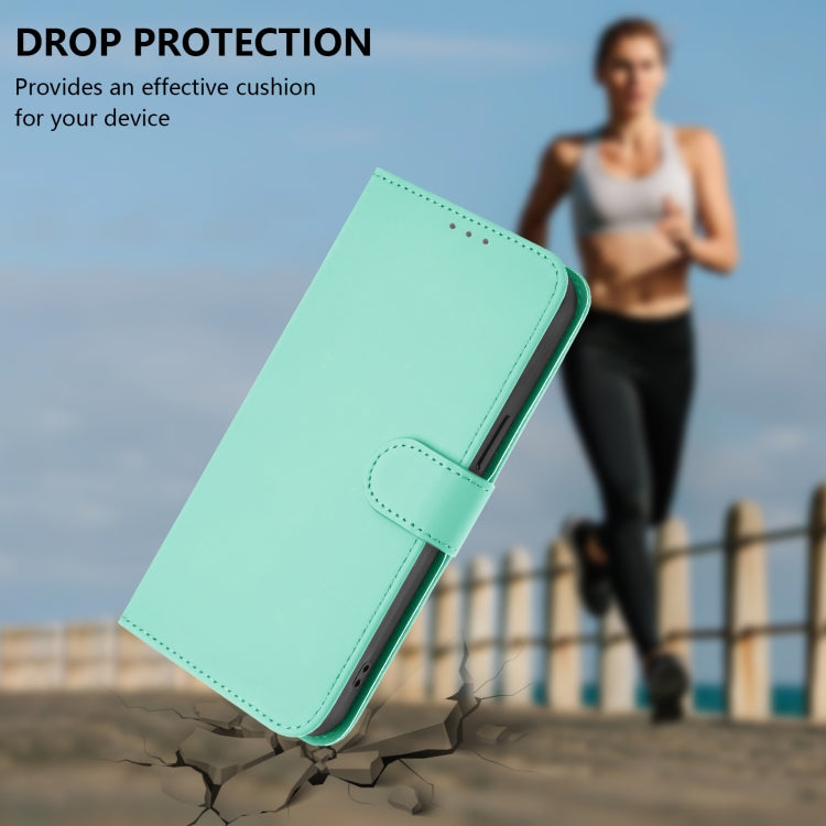 For Sony Xperia 5 VI 2024 Skin Feel Solid Color Leather Phone Case with Lanyard(Mint Green) by buy2fix