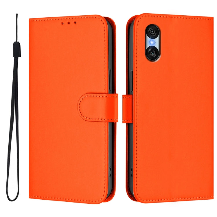 For Sony Xperia 10 VI 2024 Skin Feel Solid Color Leather Phone Case with Lanyard(Orange) by buy2fix