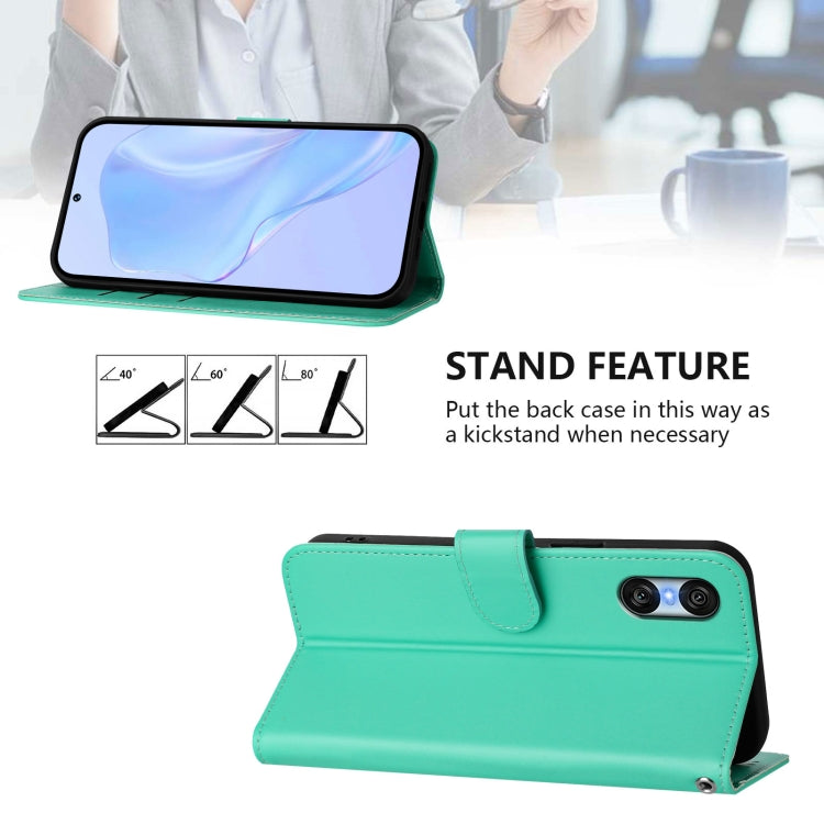 For Sony Xperia 10 VI 2024 Skin Feel Solid Color Leather Phone Case with Lanyard(Green) by buy2fix