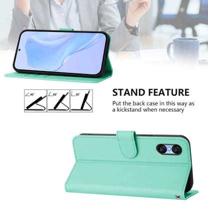 For Sony Xperia 10 VI 2024 Skin Feel Solid Color Leather Phone Case with Lanyard(Mint Green) by buy2fix