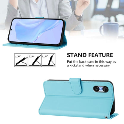 For Sony Xperia 10 VI 2024 Skin Feel Solid Color Leather Phone Case with Lanyard(Sky Blue) by buy2fix