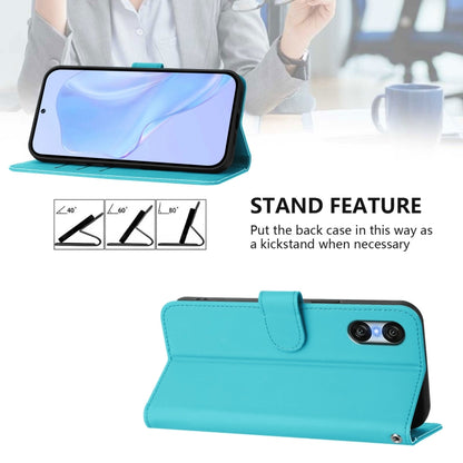 For Sony Xperia 10 VI 2024 Skin Feel Solid Color Leather Phone Case with Lanyard(Lake Blue) by buy2fix
