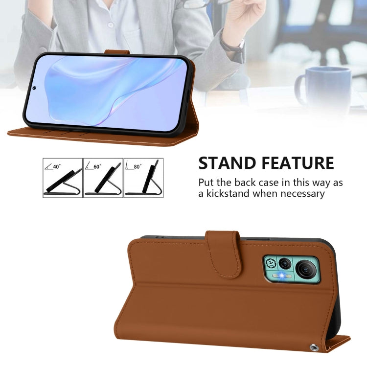 For Ulefone Note 14 Skin Feel Solid Color Leather Phone Case with Lanyard(Brown) by buy2fix