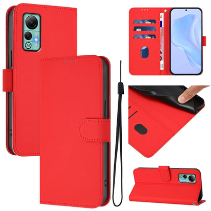 For Ulefone Note 14 Skin Feel Solid Color Leather Phone Case with Lanyard(Red) by buy2fix