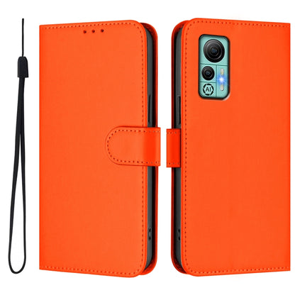 For Ulefone Note 14 Skin Feel Solid Color Leather Phone Case with Lanyard(Orange) by buy2fix