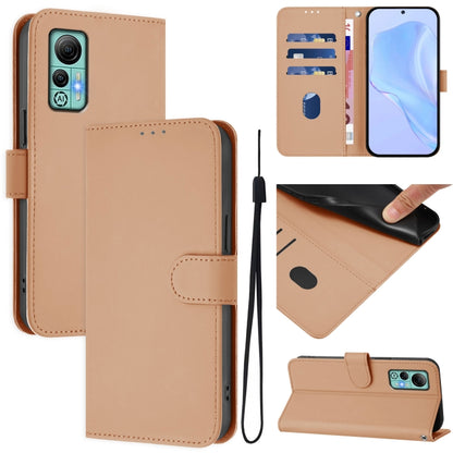 For Ulefone Note 14 Skin Feel Solid Color Leather Phone Case with Lanyard(Nude) by buy2fix