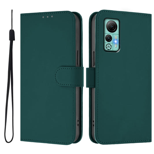 For Ulefone Note 14 Skin Feel Solid Color Leather Phone Case with Lanyard(Dark Green) by buy2fix