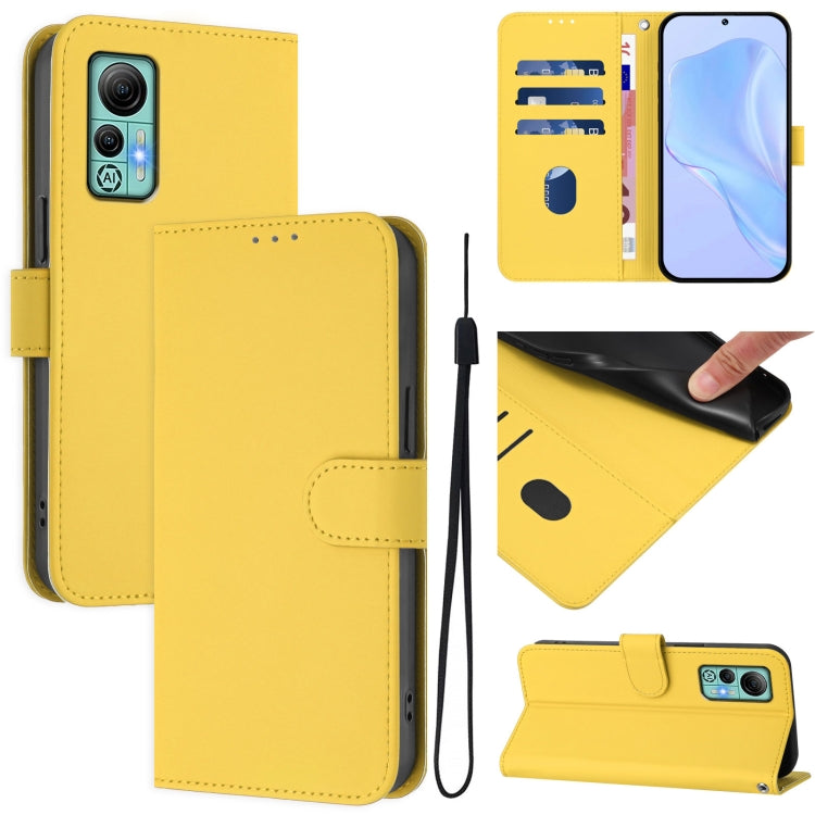 For Ulefone Note 14 Skin Feel Solid Color Leather Phone Case with Lanyard(Lemon Yellow) by buy2fix