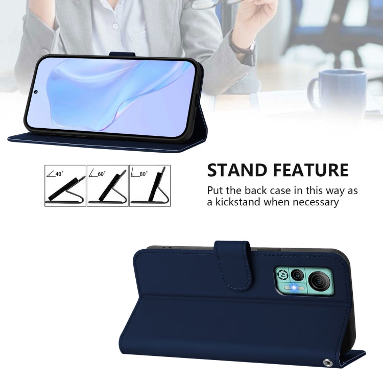 For Ulefone Note 14 Skin Feel Solid Color Leather Phone Case with Lanyard(Navy Blue) by buy2fix