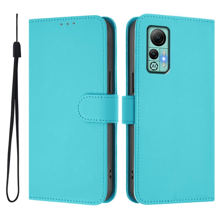 For Ulefone Note 14 Skin Feel Solid Color Leather Phone Case with Lanyard(Lake Blue) by buy2fix