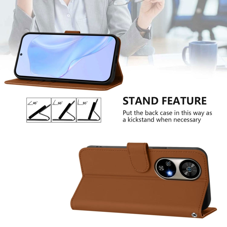 For Ulefone Note 17 Pro Skin Feel Solid Color Leather Phone Case with Lanyard(Brown) by buy2fix