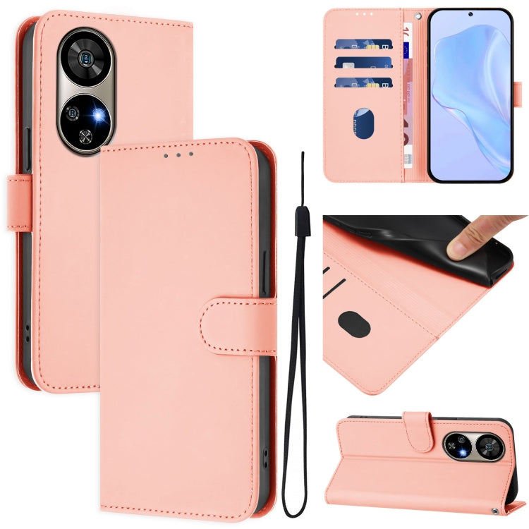 For Ulefone Note 17 Pro Skin Feel Solid Color Leather Phone Case with Lanyard(Pink) by buy2fix