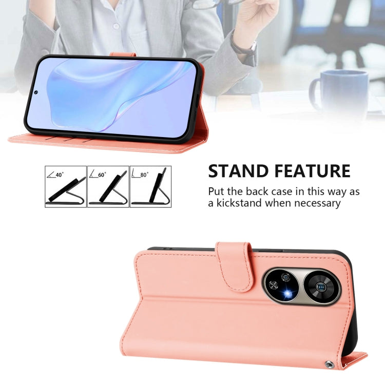 For Ulefone Note 17 Pro Skin Feel Solid Color Leather Phone Case with Lanyard(Pink) by buy2fix