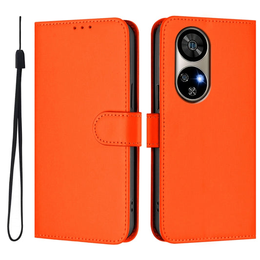 For Ulefone Note 17 Pro Skin Feel Solid Color Leather Phone Case with Lanyard(Orange) by buy2fix