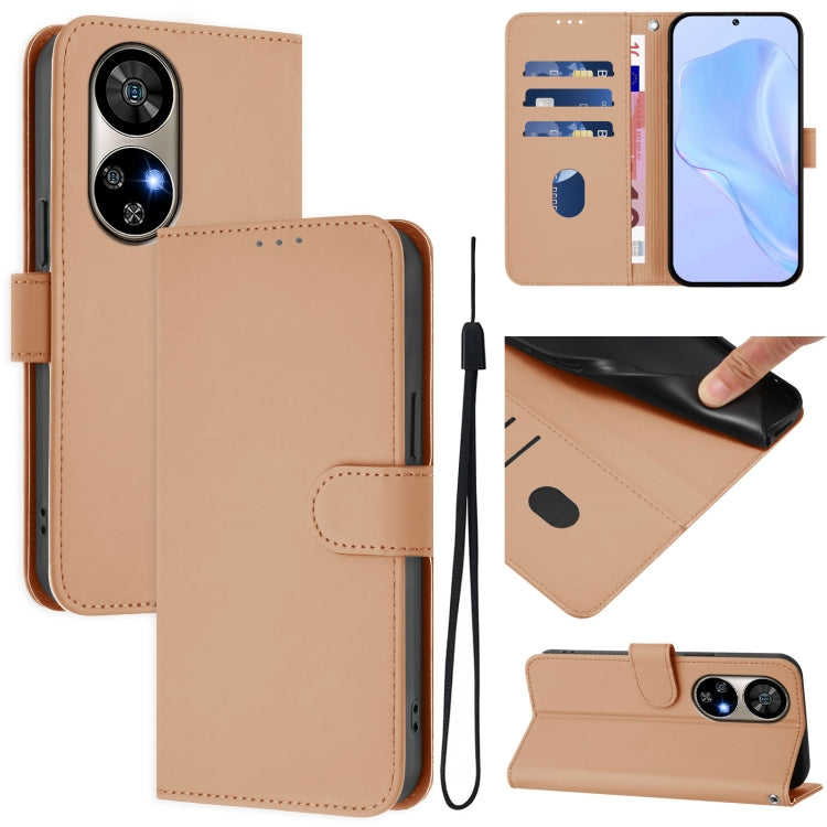 For Ulefone Note 17 Pro Skin Feel Solid Color Leather Phone Case with Lanyard(Nude) by buy2fix