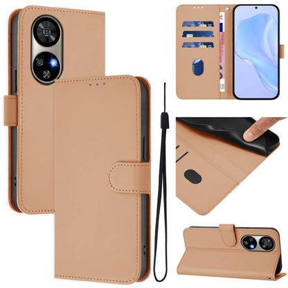 For Ulefone Note 17 Pro Skin Feel Solid Color Leather Phone Case with Lanyard(Nude) by buy2fix