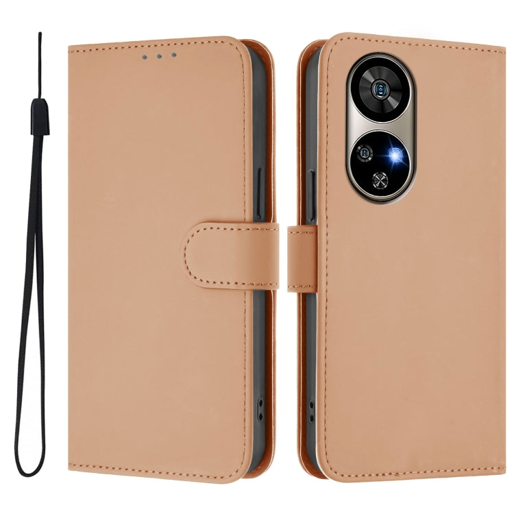 For Ulefone Note 17 Pro Skin Feel Solid Color Leather Phone Case with Lanyard(Nude) by buy2fix