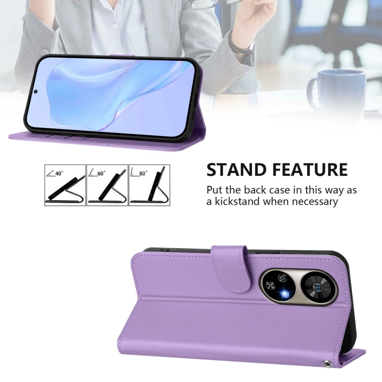 For Ulefone Note 17 Pro Skin Feel Solid Color Leather Phone Case with Lanyard(Lavender Purple) by buy2fix