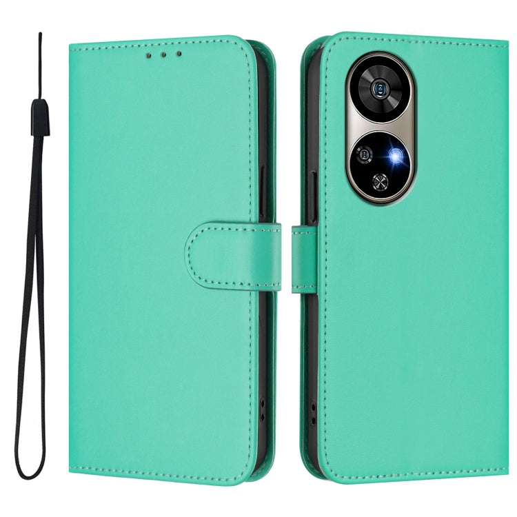 For Ulefone Note 17 Pro Skin Feel Solid Color Leather Phone Case with Lanyard(Green) by buy2fix