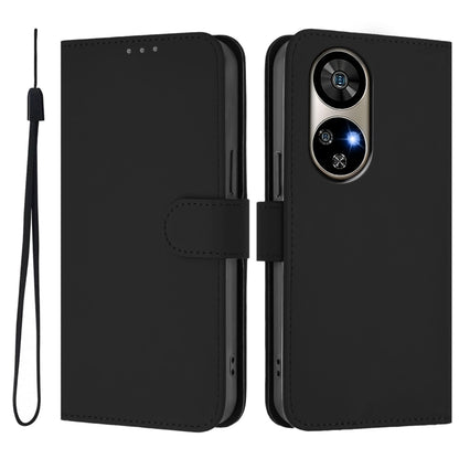 For Ulefone Note 17 Pro Skin Feel Solid Color Leather Phone Case with Lanyard(Black) by buy2fix