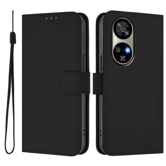 For Ulefone Note 17 Pro Skin Feel Solid Color Leather Phone Case with Lanyard(Black) by buy2fix