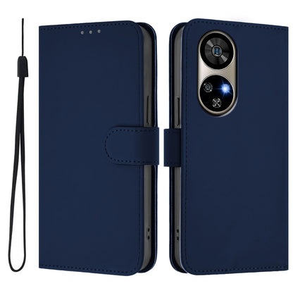 For Ulefone Note 17 Pro Skin Feel Solid Color Leather Phone Case with Lanyard(Navy Blue) by buy2fix