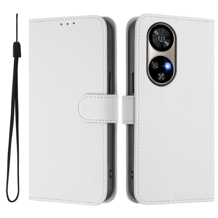 For Ulefone Note 17 Pro Skin Feel Solid Color Leather Phone Case with Lanyard(White) by buy2fix