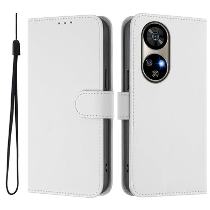 For Ulefone Note 17 Pro Skin Feel Solid Color Leather Phone Case with Lanyard(White) by buy2fix