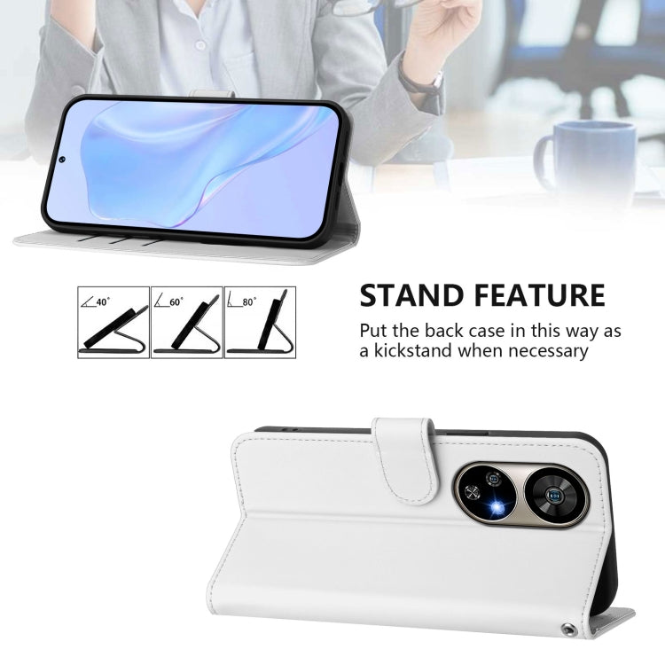 For Ulefone Note 17 Pro Skin Feel Solid Color Leather Phone Case with Lanyard(White) by buy2fix