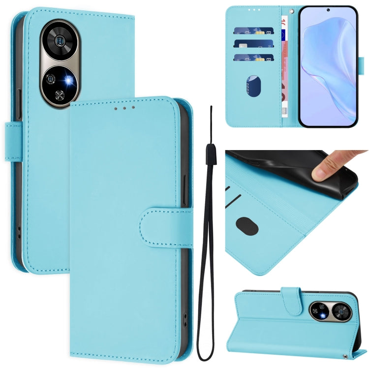 For Ulefone Note 17 Pro Skin Feel Solid Color Leather Phone Case with Lanyard(Sky Blue) by buy2fix