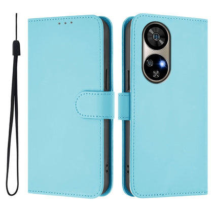 For Ulefone Note 17 Pro Skin Feel Solid Color Leather Phone Case with Lanyard(Sky Blue) by buy2fix