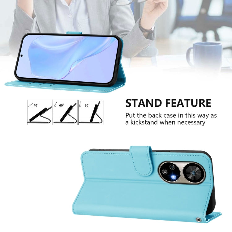 For Ulefone Note 17 Pro Skin Feel Solid Color Leather Phone Case with Lanyard(Sky Blue) by buy2fix
