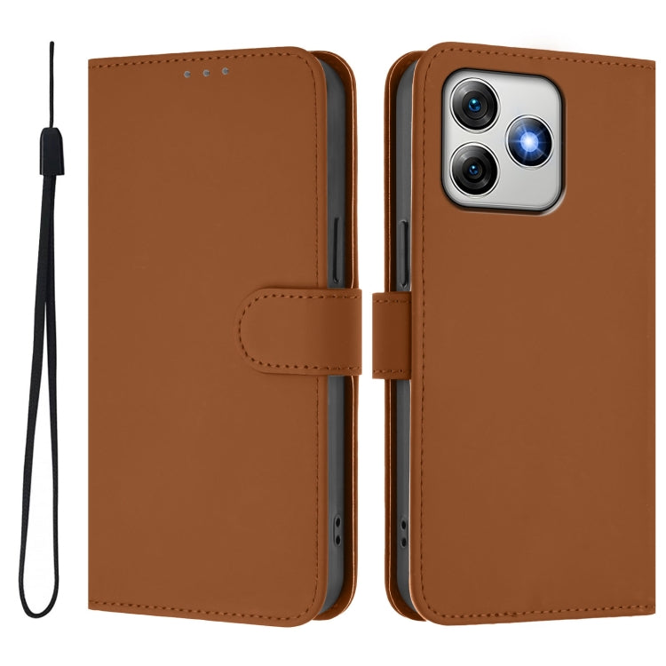 For Ulefone Note 18 Ultra Skin Feel Solid Color Leather Phone Case with Lanyard(Brown) by buy2fix
