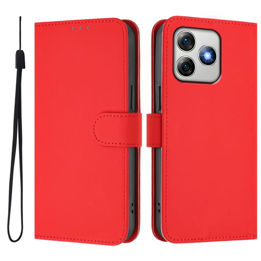 For Ulefone Note 18 Ultra Skin Feel Solid Color Leather Phone Case with Lanyard(Red) by buy2fix