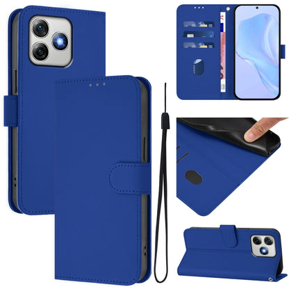 For Ulefone Note 18 Ultra Skin Feel Solid Color Leather Phone Case with Lanyard(Dark Blue) by buy2fix