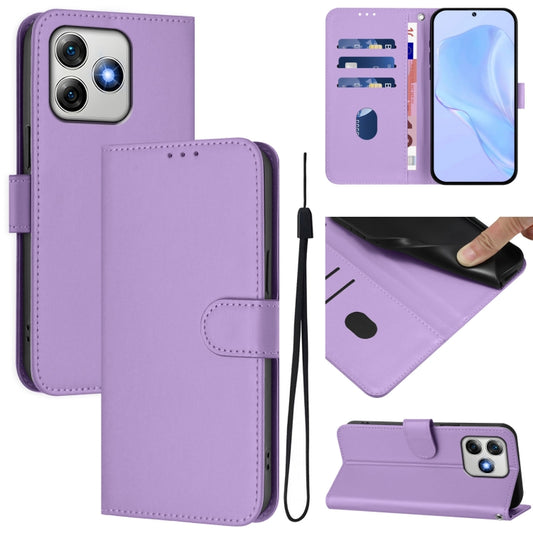 For Ulefone Note 18 Ultra Skin Feel Solid Color Leather Phone Case with Lanyard(Lavender Purple) by buy2fix